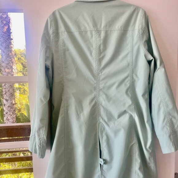 Land's End Mint Green Trench Coat with Front Buttons and Pockets, Size Medium - Picture 2 of 7